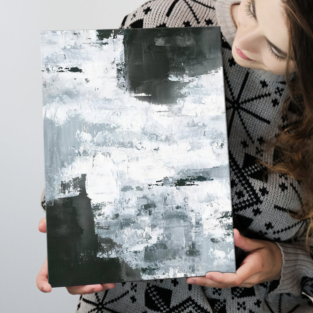 Abstract Black And White Oil Painting Canvas Prints Wall Art - Paintin ...