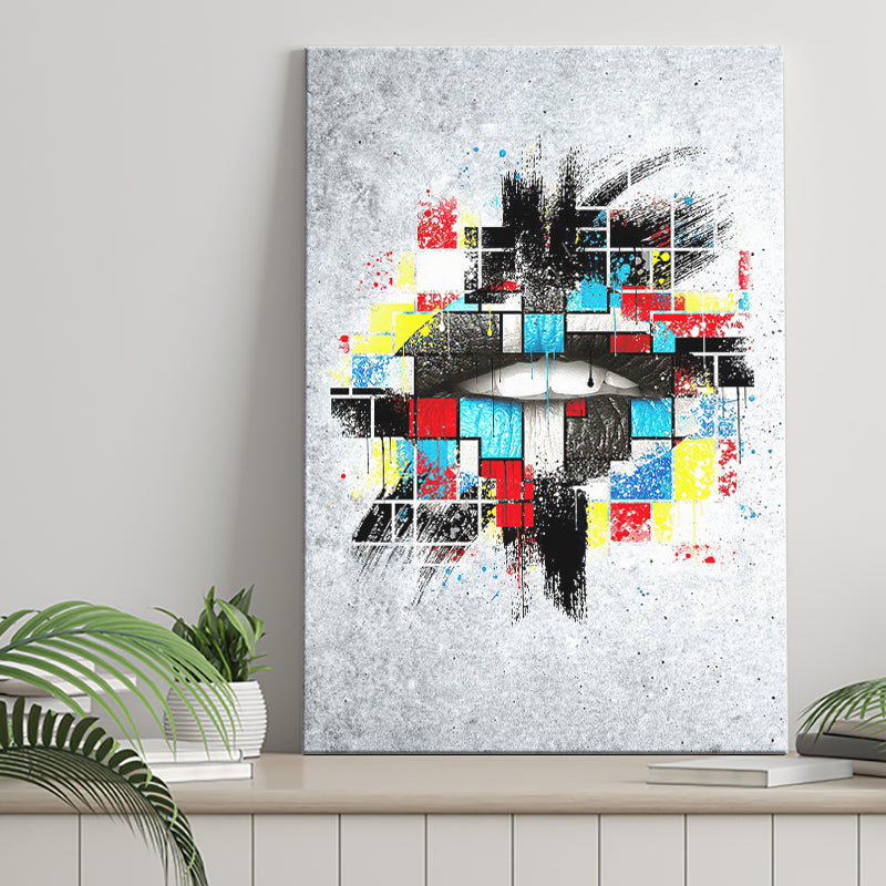 Abstract Colorful Lips Canvas Prints Wall Art Decor - Painting Canvas, Home Decor, Art Print, Art For Sale