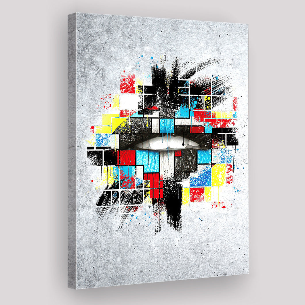 Abstract Colorful Lips Canvas Prints Wall Art Decor - Painting Canvas, Home Decor, Art Print, Art For Sale