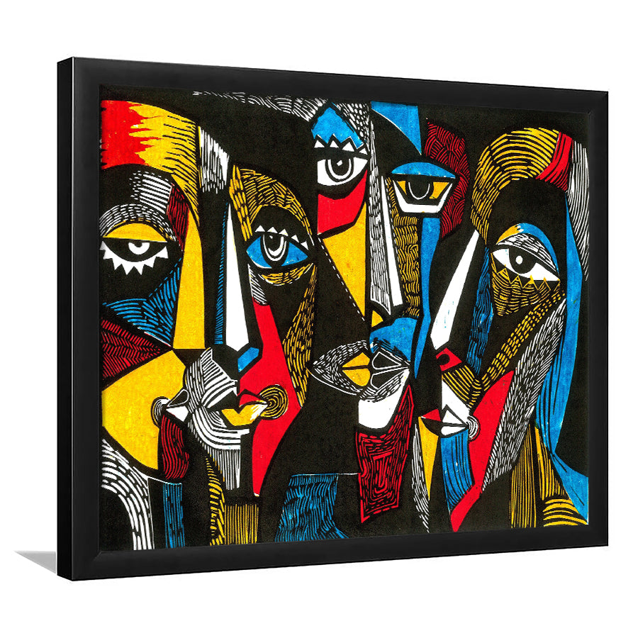 Abstract Faces Framed Art Prints Wall Decor - Painting Art,Framed Picture,For Sale, Ready to hang