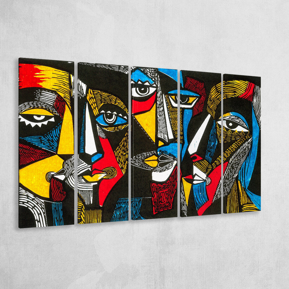 Abstract Faces Extra Large Canvas Prints Multi Panels B Wall Art Prints Home Decor