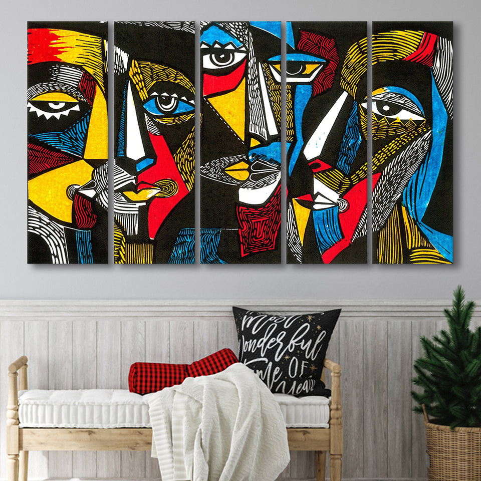 Abstract Faces Extra Large Canvas Prints Multi Panels B Wall Art Prints Home Decor