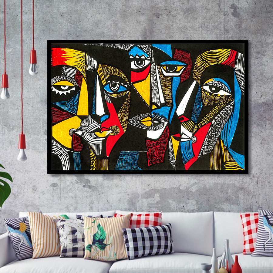 Abstract Faces Framed Art Prints Wall Decor - Painting Art,Framed Picture,For Sale, Ready to hang