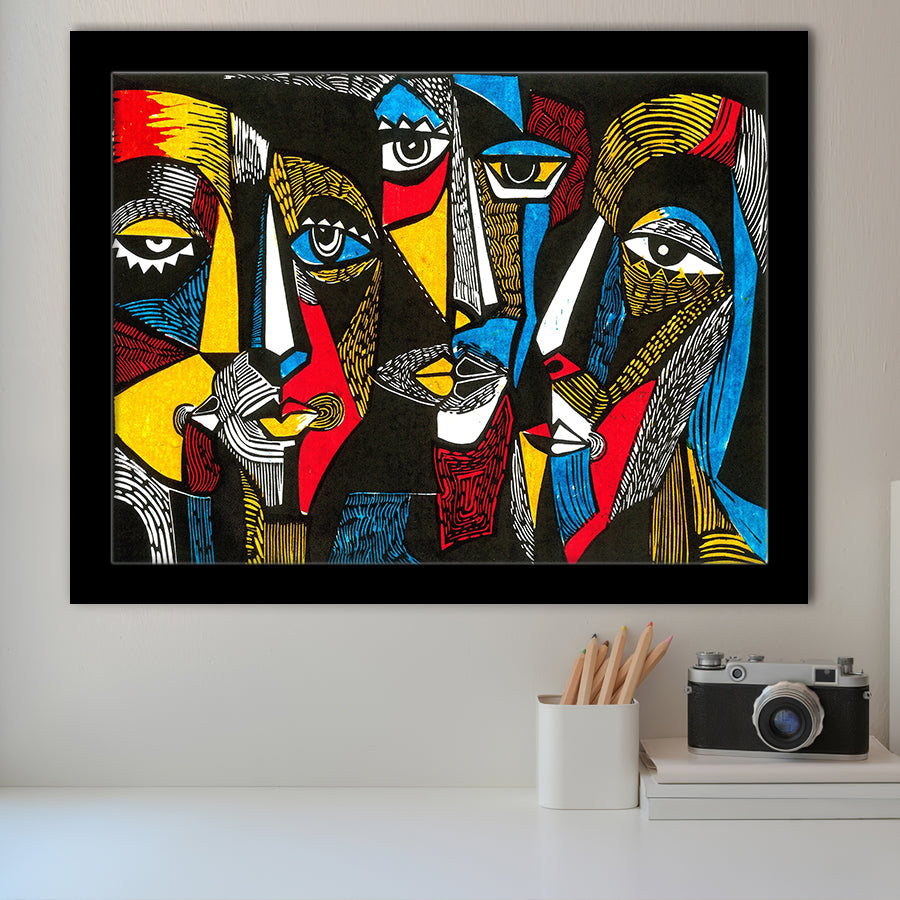 Abstract Faces Framed Art Prints Wall Decor - Painting Art,Framed Picture,For Sale, Ready to hang