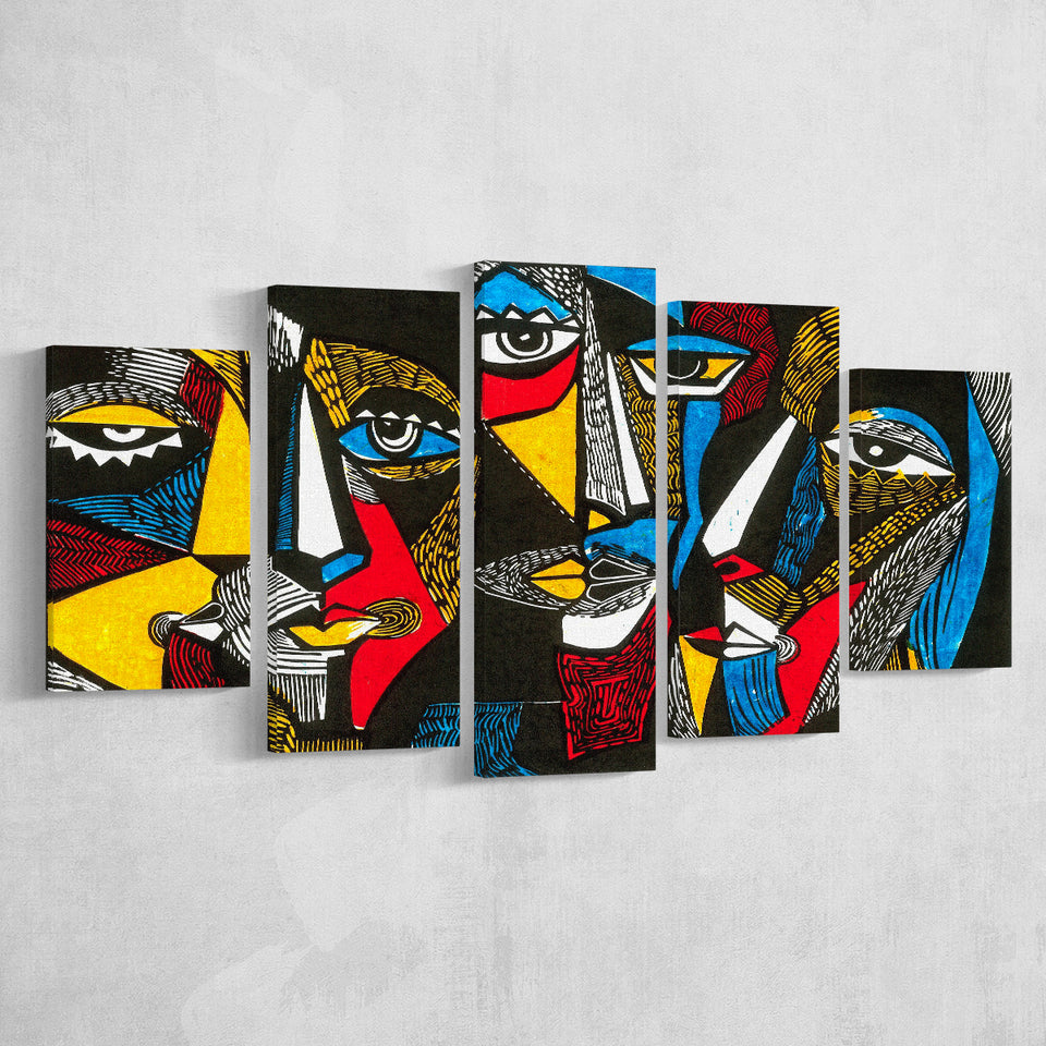 Abstract Faces Large Canvas Prints Multi Panels Wall Art Prints Home Decor
