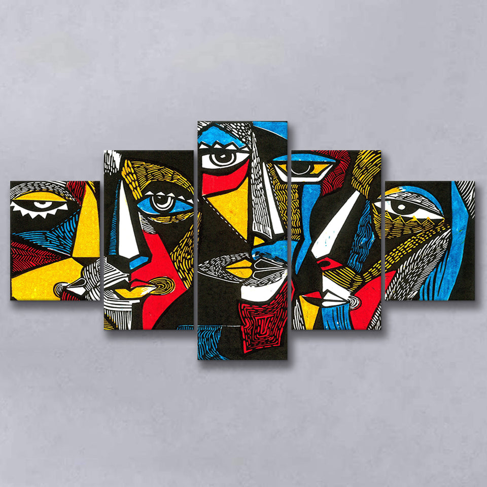 Abstract Faces Large Canvas Prints Multi Panels Wall Art Prints Home Decor