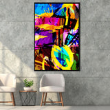 Abstract Purple Yellow  Blue Framed Canvas Prints Wall Art Home Decor - Painting Canvas,Black Frame, Ready to hang