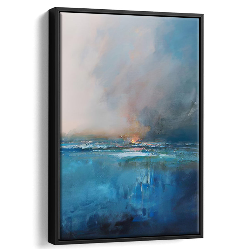 Abstract Seascape Painting Framed Canvas Prints - Painting Canvas, Wall Art, Framed Art, Home Decor, Prints for Sale
