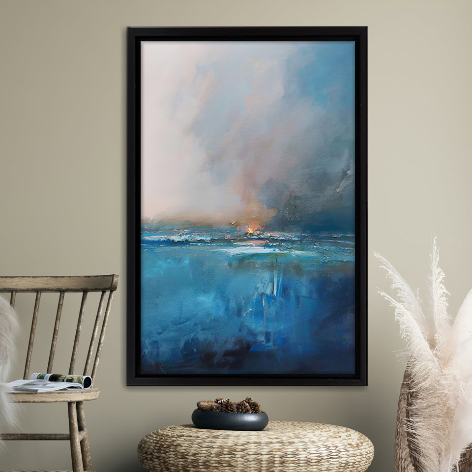 Abstract Seascape Painting Framed Canvas Prints - Painting Canvas, Wall Art, Framed Art, Home Decor, Prints for Sale