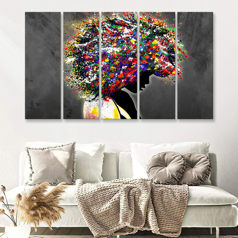 African American Girl Portraits Canvas 5 Piece B Prints Wall Art Decor - Painting Canvas, Multi Panels, Canvas Prints