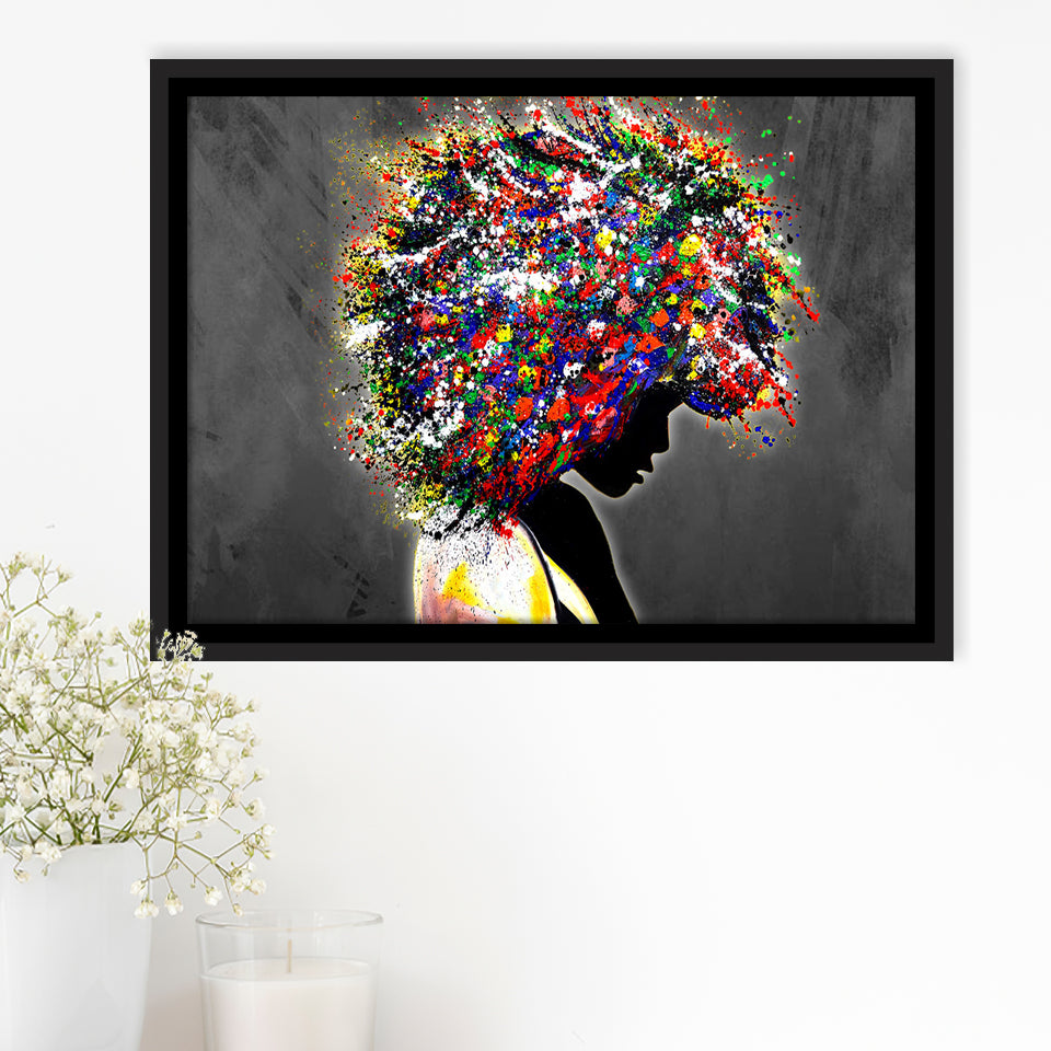 African American Girl Portraits Framed Canvas Prints Wall Art Decor - Painting Canvas, Floating Frame, Framed Picture
