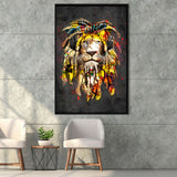African Lion King Headphone Framed Canvas Prints Wall Art Decor - Painting Canvas, Floating Frame, Framed Picture