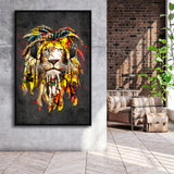 African Lion King Headphone Framed Canvas Prints Wall Art Decor - Painting Canvas, Floating Frame, Framed Picture