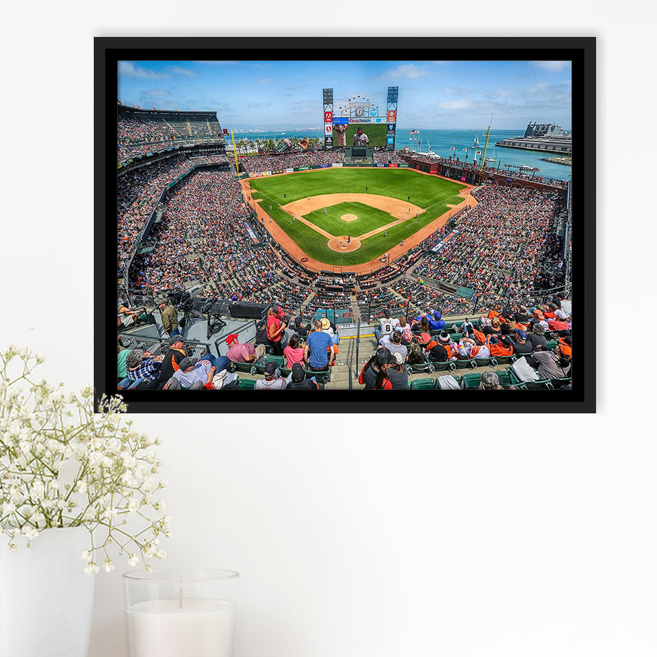 ATT Ballpark Stadium Framed Canvas Prints Oracle Park Wall Art,Sport Stadium Art Prints, Fan Gift