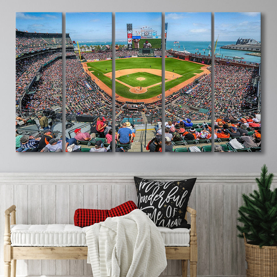 ATT Ballpark Stadium Canvas Prints Oracle Park Wall Art,Multi Panels B,Sport Stadium Art Prints, Fan Gift