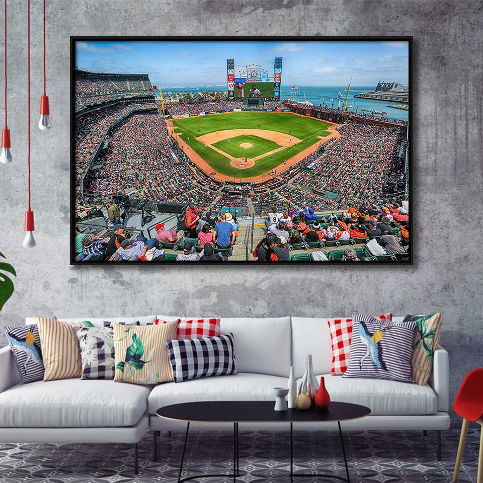 ATT Ballpark Stadium Framed Canvas Prints Oracle Park Wall Art,Sport Stadium Art Prints, Fan Gift