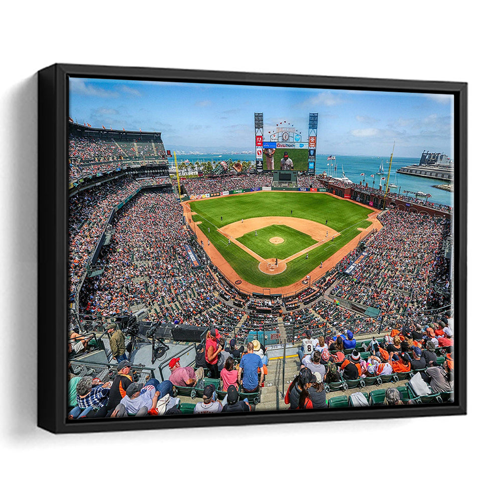 ATT Ballpark Stadium Framed Canvas Prints Oracle Park Wall Art,Sport Stadium Art Prints, Fan Gift