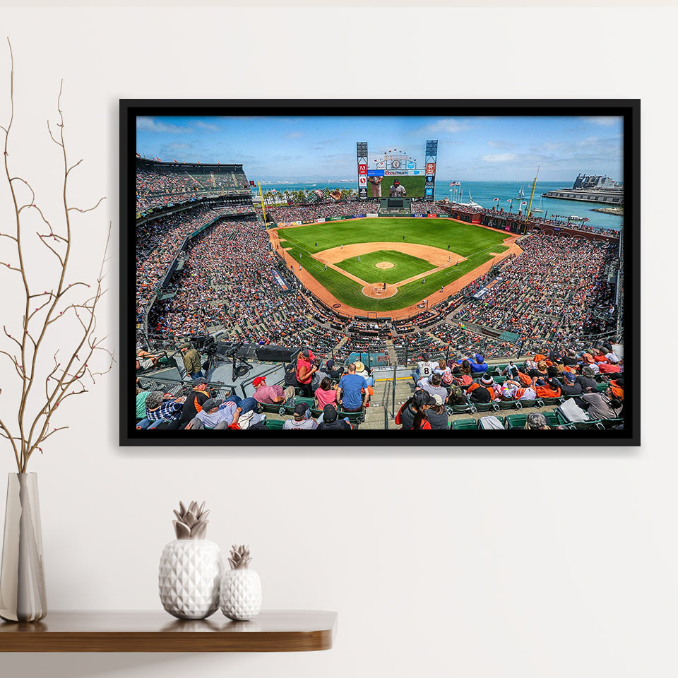 ATT Ballpark Stadium Framed Canvas Prints Oracle Park Wall Art,Sport Stadium Art Prints, Fan Gift