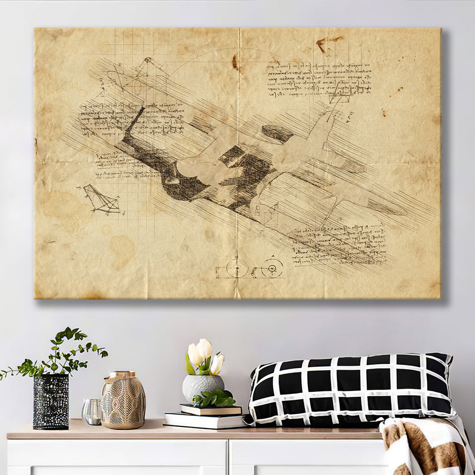 A Beechcraft Model B17R Staggerwing In Flight Canvas Prints Wall Art - Painting Canvas, Painting Prints, Wall Home Decor, Prints for Sale
