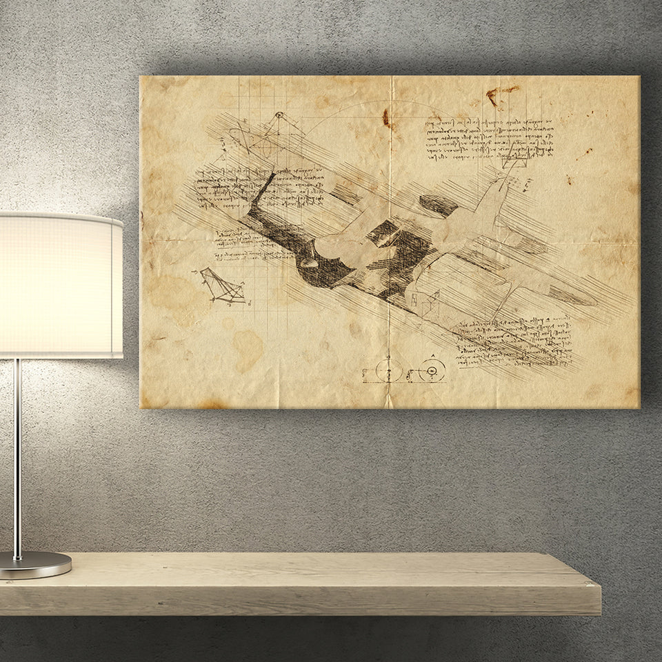 A Beechcraft Model B17R Staggerwing In Flight Canvas Prints Wall Art - Painting Canvas, Painting Prints, Wall Home Decor, Prints for Sale