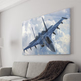 A Blue Su 35 War Airplane Canvas Prints Wall Art Decor - Painting Canvas, Art Prints, Ready to Hang