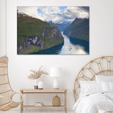 A Cruise Ship Navigates Through Geiranger Fjord Geiranger More Og Romsdal Norway Canvas Wall Art - Canvas Prints, Prints For Sale, Painting Canvas