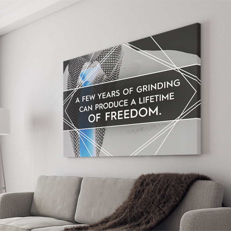 A Few Years Of Grinding Blue Canvas Prints Wall Art - Painting Canvas,Office Business Motivation Art, Wall Decor