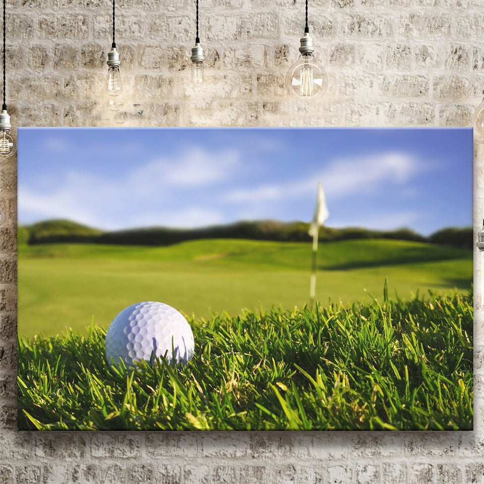 A Golf Course Featuring A Perfect White Golf Ball In The Grassland Canvas Prints Wall Art - Painting Canvas, Art Prints, Wall Decor