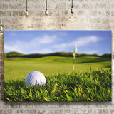 A Golf Course Featuring A Perfect White Golf Ball In The Grassland Canvas Prints Wall Art - Painting Canvas, Art Prints, Wall Decor