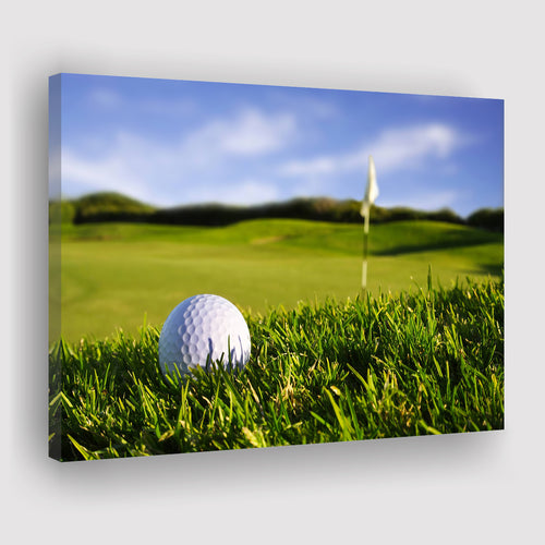 A Golf Course Featuring A Perfect White Golf Ball In The Grassland Canvas Prints Wall Art - Painting Canvas, Art Prints, Wall Decor
