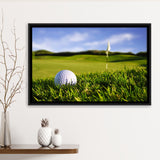 A Golf Course Featuring A Perfect White Golf Ball In The Grassland Framed Canvas Prints Wall Art - Painting Canvas, Floating Frame