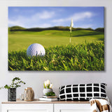 A Golf Course Featuring A Perfect White Golf Ball In The Grassland Canvas Prints Wall Art - Painting Canvas, Art Prints, Wall Decor