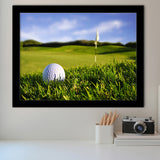 A Golf Course Featuring A Perfect White Golf Ball In The Grassland Framed Art Prints Wall Art Decor - Painting Prints, Framed Picture