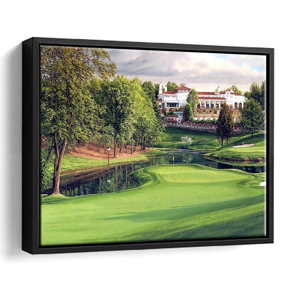 A Golf Course In Front Of A Big White Mansion Framed Canvas Prints Wal ...