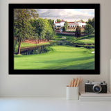 A Golf Course In Front Of A Big White Mansion Framed Art Prints Wall Art Decor - Painting Prints, Framed Picture