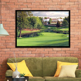 A Golf Course In Front Of A Big White Mansion Framed Art Prints Wall Art Decor - Painting Prints, Framed Picture