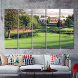 A Golf Course In Front Of A Big White Mansion 5 Pieces B Canvas Prints Wall Art - Painting Canvas, Multi Panel
