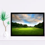 A Golf Course Under The Clouds Highlighting The Tee Cup And The Trees Surrounding Framed Art Prints Wall Art Decor