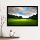 A Golf Course Under The Clouds Highlighting The Tee Cup And The Trees Surrounding Framed Canvas Prints Wall Art 
