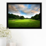 A Golf Course Under The Clouds Highlighting The Tee Cup And The Trees Surrounding Framed Canvas Prints Wall Art 