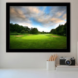 A Golf Course Under The Clouds Highlighting The Tee Cup And The Trees Surrounding Framed Art Prints Wall Art Decor
