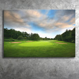 A Golf Course Under The Clouds Highlighting The Tee Cup And The Trees Surrounding Canvas Prints Wall Art - Painting Canvas, Art Prints