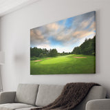 A Golf Course Under The Clouds Highlighting The Tee Cup And The Trees Surrounding Canvas Prints Wall Art - Painting Canvas, Art Prints