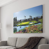 A Golf Course With A Colorful Flower Garden A Pond White Sand Hazards Canvas Prints Wall Art - Painting Canvas, Art Prints, Wall Decor