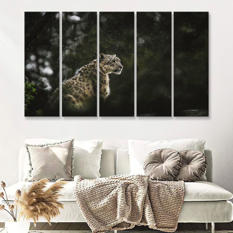 A Snow Leopard 5 Pieces B Canvas Prints Wall Art - Painting Canvas, Multi Panel, Wall Decor, Canvas Art