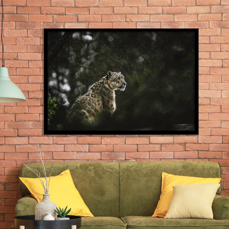 A Snow Leopard Framed Art Prints Wall Decor - Painting Prints, Wall Art, Framed Picture, Black Frame