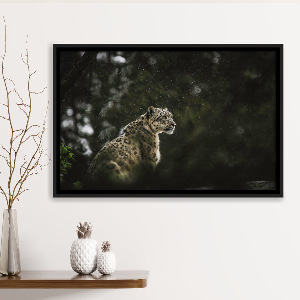 A Snow Leopard Framed Canvas Prints Wall Art - Painting Canvas, Wall Decor, Canvas Art, Floating Frame