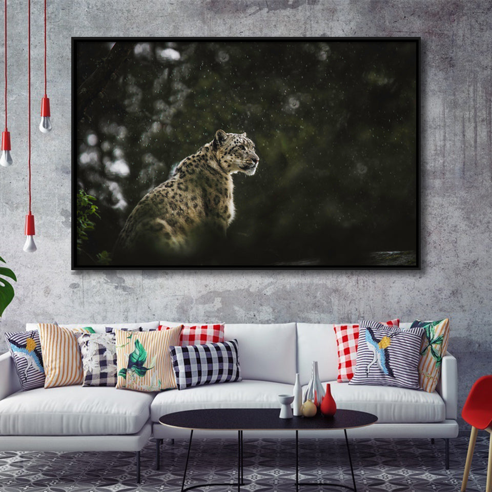 A Snow Leopard Framed Canvas Prints Wall Art - Painting Canvas, Wall Decor, Canvas Art, Floating Frame