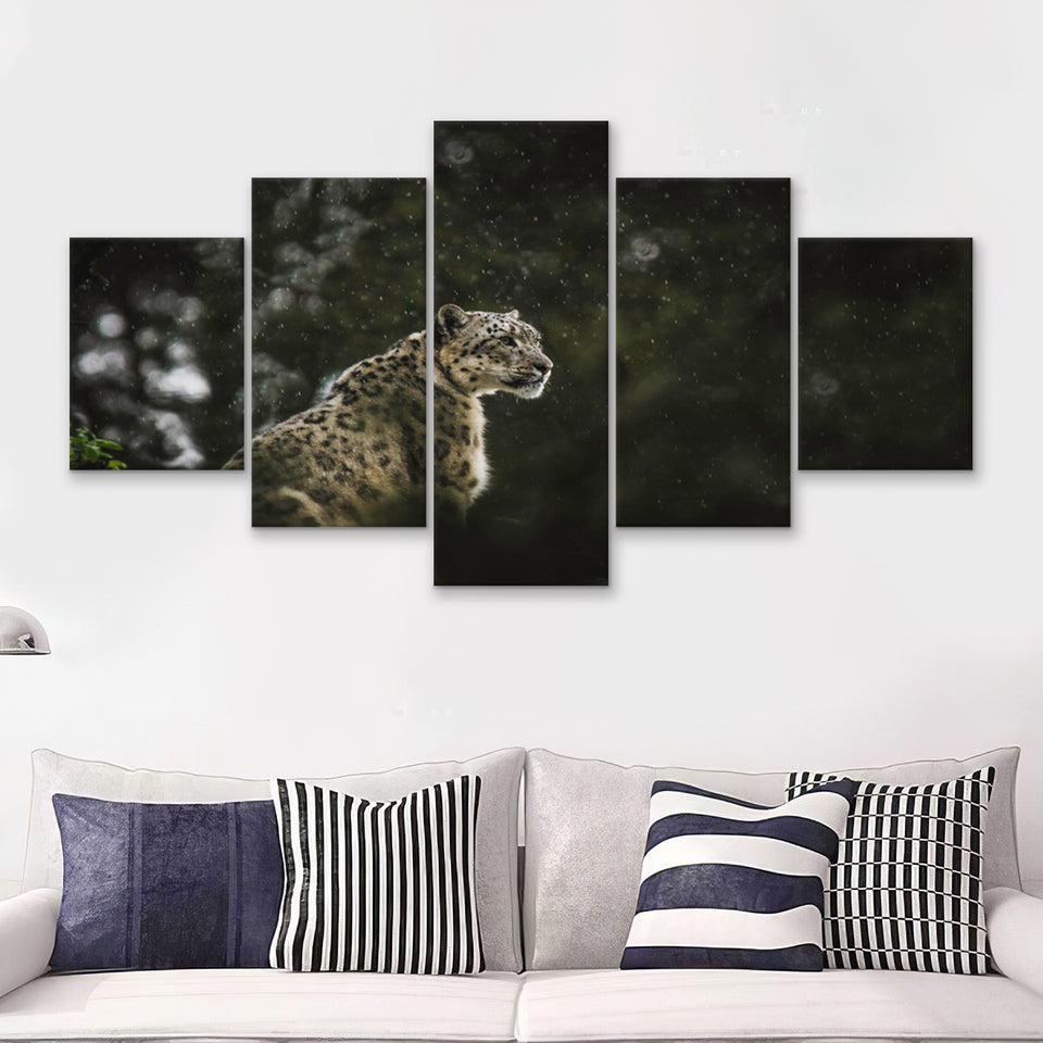 A Snow Leopard 5 Pieces Canvas Prints Wall Art - Painting Canvas, Multi Panel, Wall Decor, Canvas Art