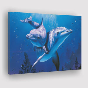 A Lovely Dolphins Canvas Prints Wall Art - Painting Canvas, Home Wall Decor, Painting Prints, For Sale